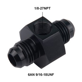 EVIL ENERGY 6AN Male to 6AN Male Flare Union Coupler with 1/8" NPT Gauge Port Fitting Adapter 2PCS
