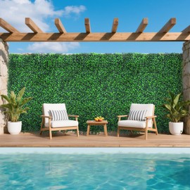 Yangrass Boxwood Roll Panels, 48"x140" Artificial Ivy Privacy Fence Screen, UV-Anti Faux Boxwood Roll Grass Wall Panels for Garden Patio Balcony Privacy