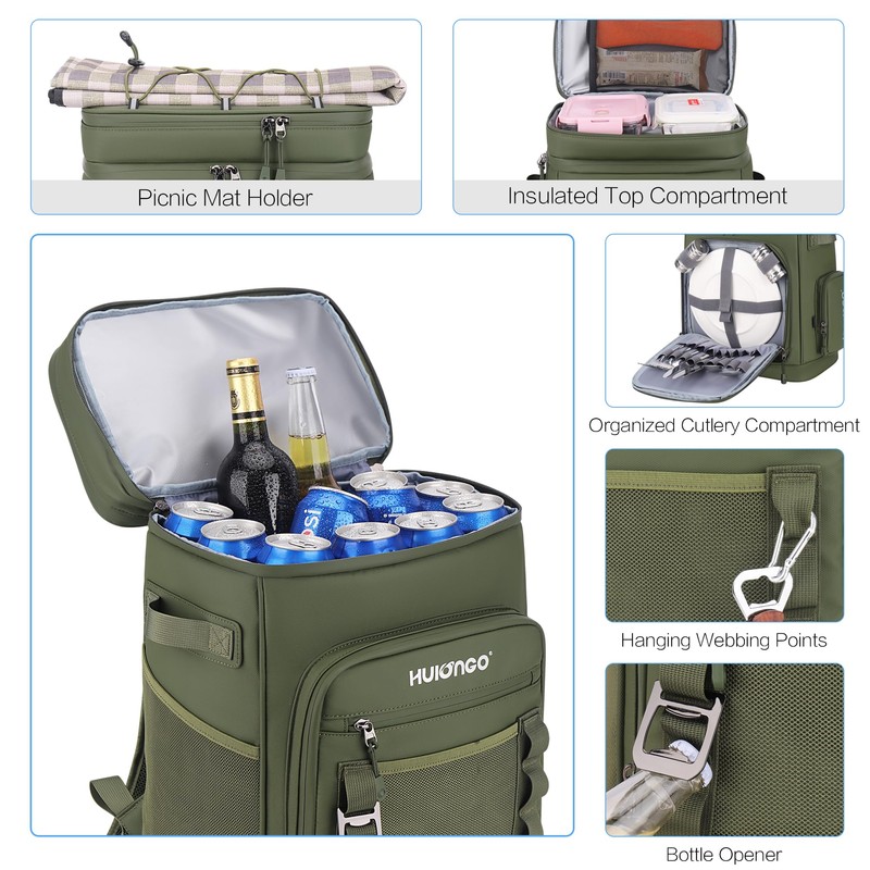 Hulongo 30L Large Waterproof Leakproof Cooler Backpack for Men &