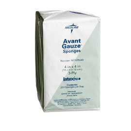 Medline Avant Gauze Sponges, Non-Woven, Non-Sterile, 4x4 in, 3 Ply, 200 Count