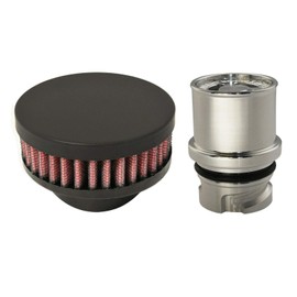 CFM Performance Baffled Billet Valve Cover Breather compatible with 2011-2015 Ford F-150 EcoBoost 3.5 (Flat Black)