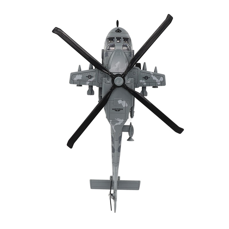 Diecast Metal Helicopter Model Sound Light Pullback Alloy Fighter Aircraft