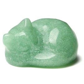 XIANNVXI Sleeping Cat Ornament for Cat Lovers,Green Cat Gifts for Women,38mm Aventurine Crystal Cat Figurine Ornaments for Living Room,Cat Gifts for Christmas Cat Themed Gifts,Green Cat Statue