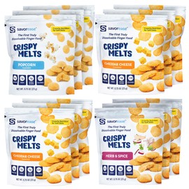 Savorease Crispy Melts Variety Pack – Crunchy Gluten-Free & Non-Dairy Dissolvable Finger Food for Soft Diets Made from Plant-Based Ingredients with No Added Sugar – 12 Pack