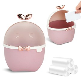 DIBALIYI Mini Desk Can with Lid, Cute Bedroom Trash Can and 3 Rolls Can Liners, Cartoon Animal Desktop Dust can for Office Car Kitchen Bathroom, 19.5 * 15 * 15cm (Pink)