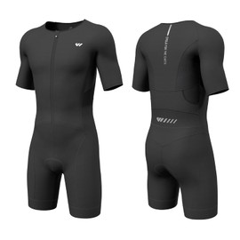 Lo.gas Triathlon Suits Mens,High Elasticity Breathable Quick-qrying Trisuit Race‌ Skinsuits Cycling Swimskin Bike Swim Run Black Large