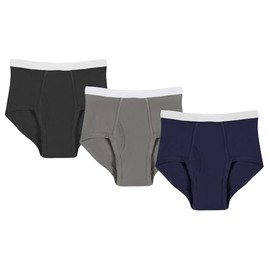 SUPPORT PLUS Mens Incontinence Underwear Washable Briefs Reusable 10 oz. Black, Grey, Navy 3 Pack - XL