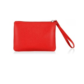 SeBUCUOO 4.5 x 6.5 Clutch Stadium Approved, Leather Coin Purse for Women Wristlet Money Pouches for Cash Car Change with Zipper Lipstick Holder, Extra Small Makeup Bag for Purse Organizer Insert, Red