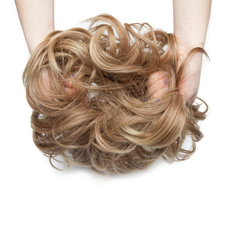 Tousled Updo Messy Hair Bun Piece Scrunchies Ponytail Wavy Bun