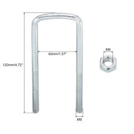 sourcing map Square U-Bolts, 6 Sets 40mm Inner Width 120mm Length M8 Zinc-Plated Carbon Steel U Clamp Bolt with Nuts and Plates, for Boat Trailer