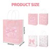 50 Pcs Pink Bow Plastic Gift Bags, Candy Goodie Presents