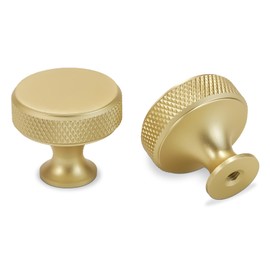 BUKOBYHE 10 Pack Kitchen Cabinet Knobs Brushed Brass Cabinet Pulls Gold Knurled Drawer Knobs Solid Kitchen Hardware Kitchen Handles for Cabinets Cupboard Knobs Drawer Knobs