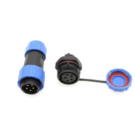 HangTon TY20 5 Pin 10A Waterproof Bulkhead Connector Screw Terminal Male Female Wire Plug Receptacle for Outdoor Electrical Device, 14awg 6-12mm OD