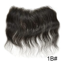 SINGA HAIR Mens Frontal Hairline Toupee Hairpiece for Men Natural Lace Front Thin Skin Mens Hairline Toupee Human Hair Forehead Hair Piece System Replacement for Men (#1B Off Black)