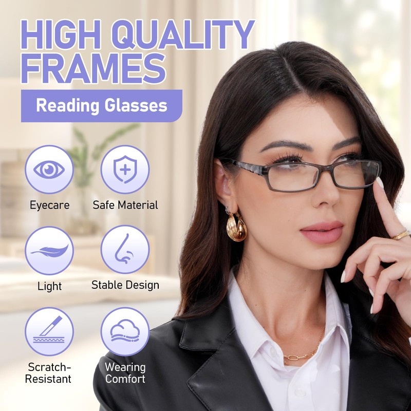 Kerecsen Reading Glasses 5 Pairs Fashion Ladies Readers Spring Hinge