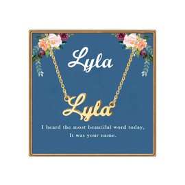 Ldurian Custom Name Necklace | Lyla Name Pendant Necklace Gifts | Birthday Jewelry Gift for Women's Pendant Necklaces