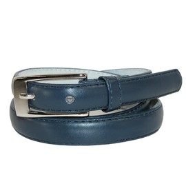 CTM® Women's Skinny Leather Dress Belt, XL, Navy