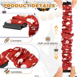 20mm Scrunchie Bands Compatible with Gizmo Watch 3 2 1/ Gabb Watch 3 2 1 and SyncUP Watch, Solo Loop Cute Stretchy Gizmo Watch Band (Skull + Purple Pumpkin + Pumpkin + Bat)