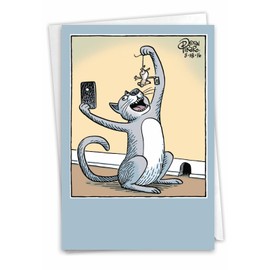 NobleWorks Blank All Occasions Greeting Card with 5 x 7 Inch Envelope (1 Card) Snapcat C2586OCB
