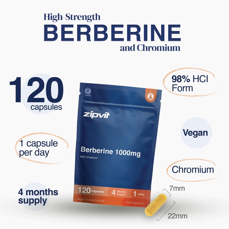 Zipvit Berberine 1000mg with Chromium - 120 Capsules - 4