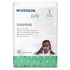 McKesson Baby Diapers, Size 1 (8 lbs to 14 lbs), 20 Count, 6 Packs, 120 Total