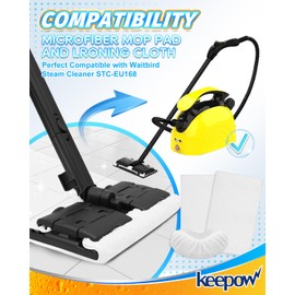 KEEPOW Reusable Microfiber Mop Pads Compatible with Waitbird STC-EU168, Microfiber Cleaning Replacement Pads 6 Pack & 4 Pack Ironing Cloths, for Multi-Surface Floor Cleaning, (Mop is Not Included)