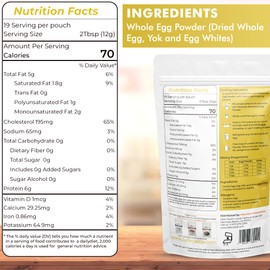 MOUNTAIN ESSENTIALS Whole Egg Crystals Pasteurized Dried Egg Powder 8 Oz Great for Breakfast and Camping Meals | Baking & Cooking Supplies Survival Shelf Stable Food 19 Servings Per Pouch Pack of 1