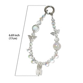 WALXINK Crystal Keychain Beaded Phone Wrist Strap Charm for Women Sparkling Wristlet Bracelet Cellphone Lanyard with Tether Tab