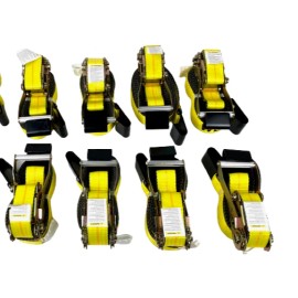 SNS 8 pack of 2" x 27' Yellow Cargo Ratchet Straps w/ Flat Hook at 3,335 lbs WLL