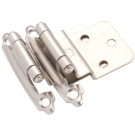 DecoBasics 3/8" Inset Cabinet Hinges Brushed Nickel (5 Pair -10 Pcs) Offset Self Closing Cabinet Hinges for Kitchen Cabinets Satin Nickel w/Silicon Bumpers & Upgraded Screws