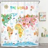 Riyidecor Kids World Map Shower Curtain for Bathroom Decor 60Wx72H