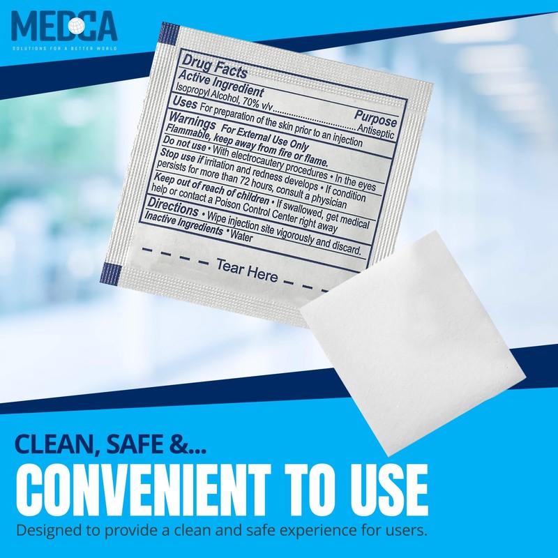 MEDca Alcohol Prep Pads, Sterile, Medium, 2-Ply (Pack of 300)