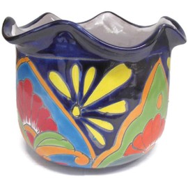 Talavera Pottery Store Ribbon Planter Large Hand Painted Pot Indoor Outdoor Multi Colored Glazed
