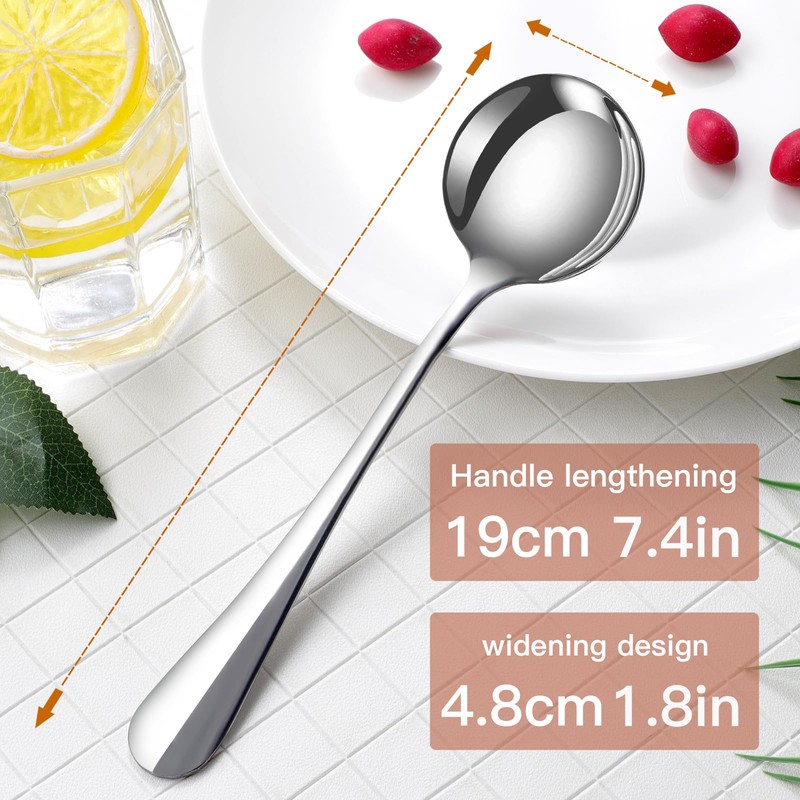 SDMAX 4pc Soup Spoon Stainless Steel Spoon for Soup, Dinner,