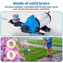 Anbull 110V Water Transfer Pump 4.0GPM/45PSI Self Priming Pump, Industrial Water Booster Pressure Diaphragm Pump with 3/4" Garden Hose Adapters for Liquid Transfer, Marine, Agriculture Applications