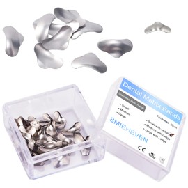 Smileheven 50Pcs Dental Matrix Bands 35μm Soft Metal Sectional Contoured Tooth Interproximal Matrices System Kit for Filling and Restoration of Anterior and posterior Teeth (Small with Ledge)