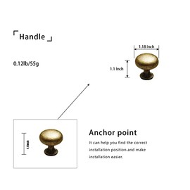 Goo-Ki Vintage Retro Antique Brass Zinc Alloy Cabinet Knob - Single Hole Center Affordable Luxury Cabinet Pull Hardware for Bedroom, Kitchen, 6 Pack…