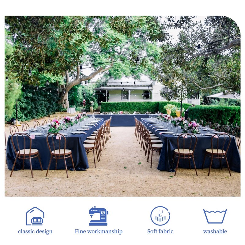 Teruntrue 1 Pack Dark Blue Polyester Tablecloth for 8 Ft