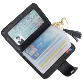 Genuine Leather Credit and Business Card Case with 21 Compartments, Credit Card Case, Credit Card Case, Credit Card Case for Men and Women, 01-black, Minimalist