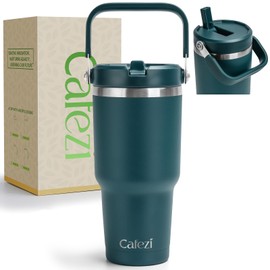 Cafezi 30 oz Tumbler with Lid and Straw, Stainless Steel Vacuum Insulated