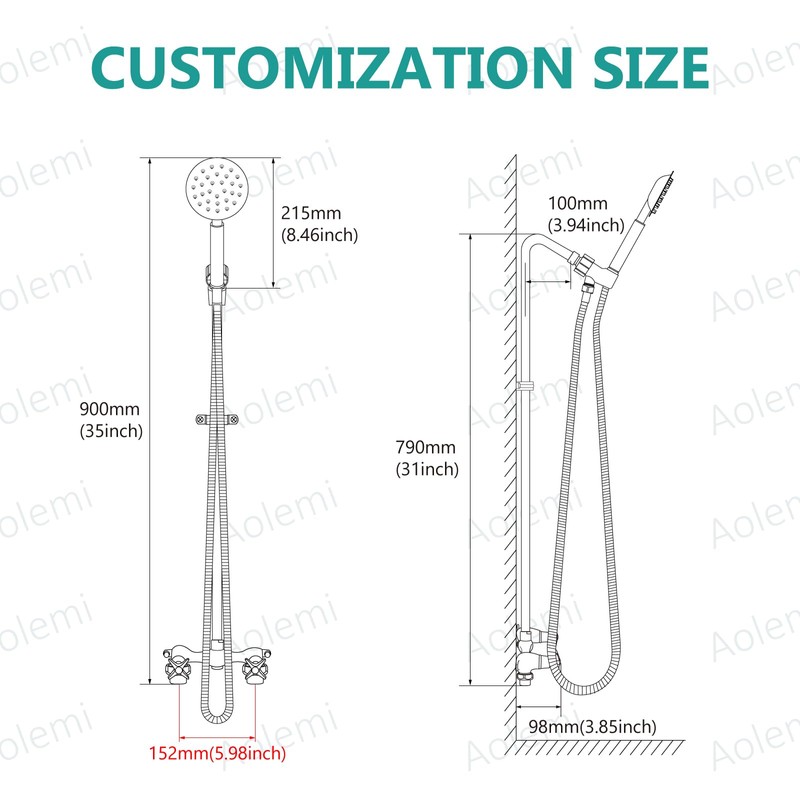 Aolemi Outdoor Shower Kit Fixtures Faucet System 2-Handle Exposed Shower