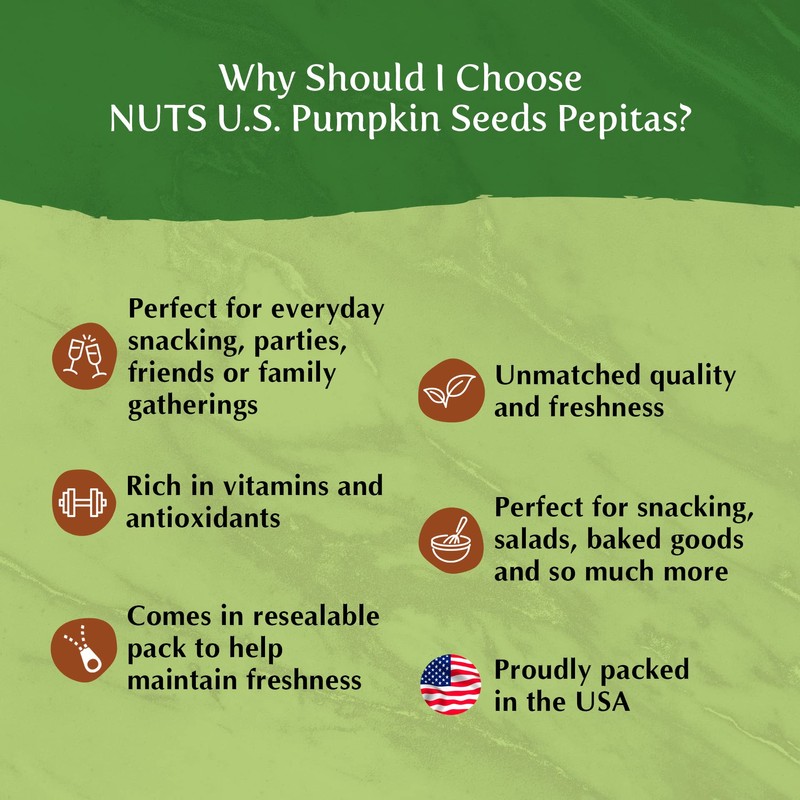 NUTS U.S. - Pumpkin Seeds (Pepitas) | Roasted and Salted