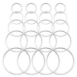 50Pcs Round Earring Beading Hoop Rings,Earring Finding Open Bezels Linking Rings Beading Hoop Earrings Pendant for DIY Craft Jewelry Making,Earring Necklace,Crafts Supplies (White K,5Sizes)