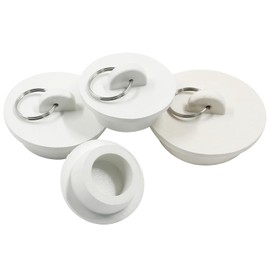 Juego de 4 tapones de goma para fregadero de tina con anillo de tracción para cocina, tina, fregadero de lavandería (blanco)