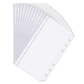 A6 Binder Pockets 6 Holes Budget Envelopes for Cash System, Zipper Folders for 6-Ring Budget Binder Notebook, Loose Leaf Bags, Waterproof PVC Document Pouch Organizers (12)