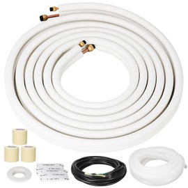 25 Ft Mini Split Line Set Air Conditioning Copper Tubing Pipe Extension 1/4" & 3/8" PE Thickened for AC and Heating 9000BTU