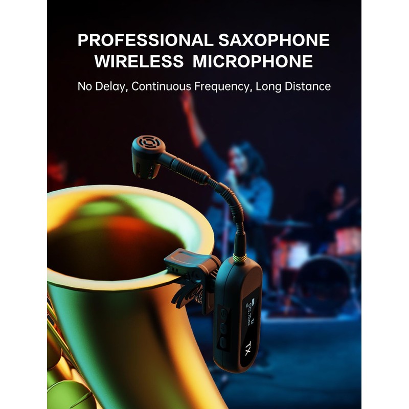 EBJ Wireless UHF Saxophone Microphone System, Clip Instrument Microphone Saxophone