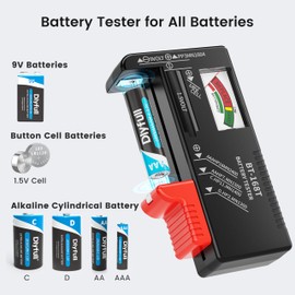 DLYPOW Battery Tester, Universal Battery Checker Small Battery Tester for AAA AA C D 9V 1.5V Button Cell Household Batteries (Upgraded Magnetic Version)