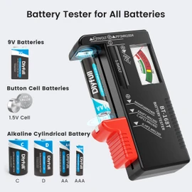 DLYPOW Battery Tester, Universal Battery Checker Small Battery Tester for AAA AA C D 9V 1.5V Button Cell Household Batteries (Upgraded Magnetic Version)