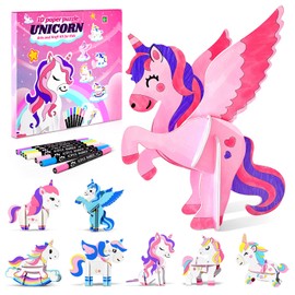 Paint Your 3D Paper Unicorn Toys, Arts and Crafts for Kids Ages 8-12, Painting Crafts Kit for Girls, Unicorn Toys Arts & Crafts Kit，Art Supplies Birthday Party Holiday Gifts Ages 6 7 8 9 10 11 12+